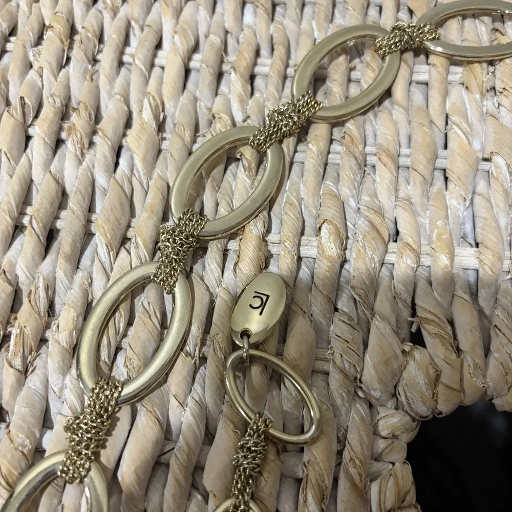 Liz Claiborne Women's Chain Belt One Size Adjustable Gold‎ O Ring Metal L / XL